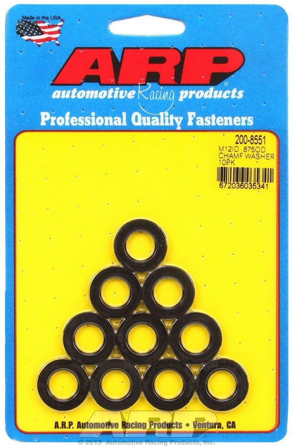 ARP Special Purpose 12 mm ID Chromoly Flat Washer - 0.875 in OD - 3 mm Thick - Black Oxide (Set of 10)