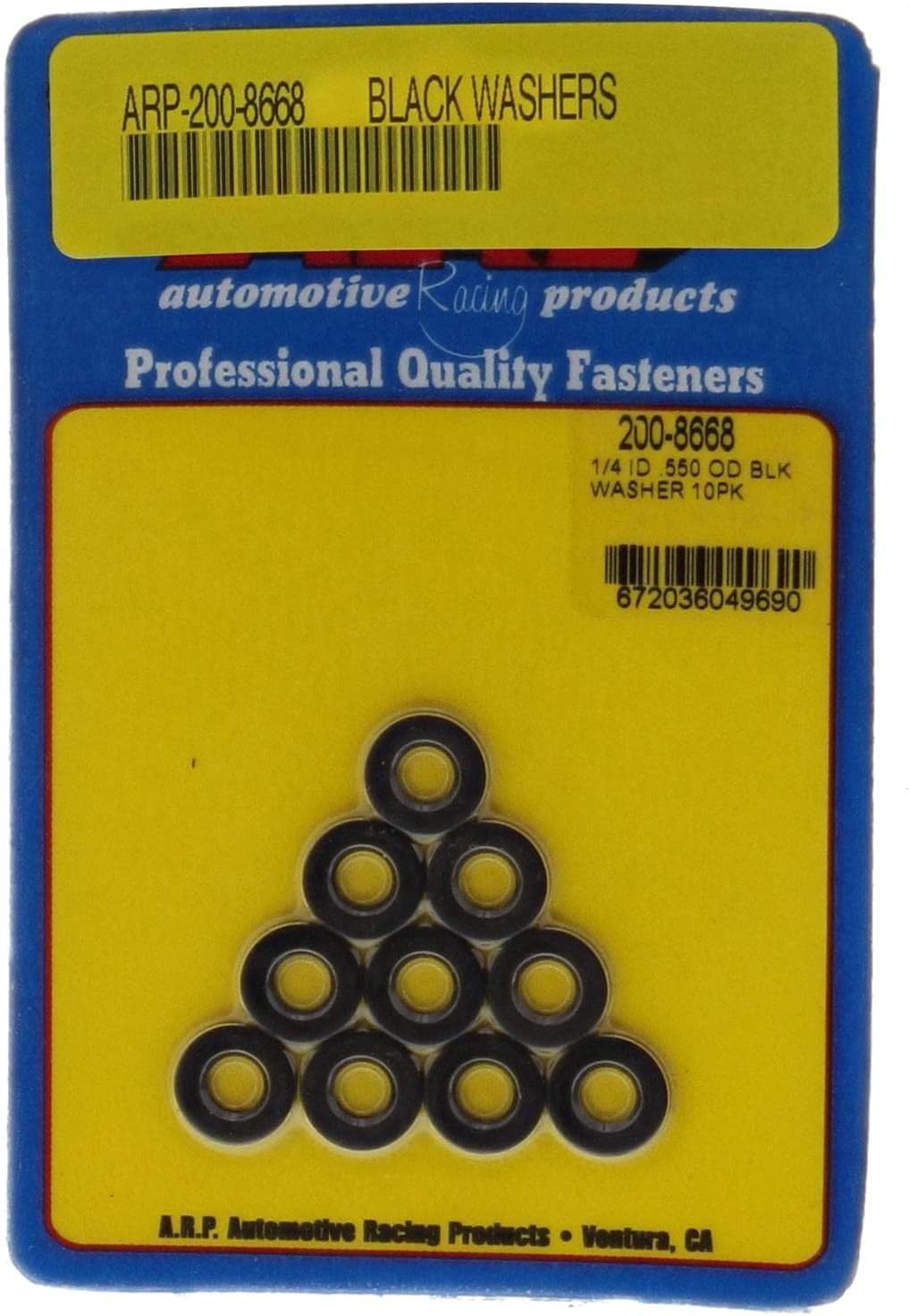 ARP Special Purpose Chamfered Chromoly Flat Washer - 0.25 in ID - 0.55 in OD - 0.075 in Thick - Black Oxide (Set of 10)