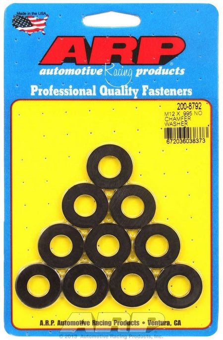 ARP Special Purpose 12 mm ID Chromoly Flat Washer - 0.995 in OD - 0.118 in Thickness - Black Oxide (Set of 10)