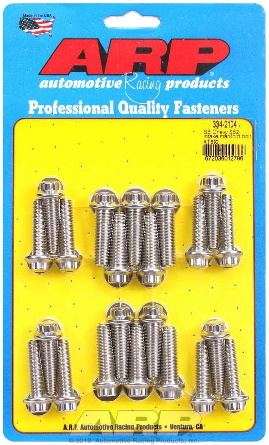 ARP Stainless Intake Manifold Bolt Kit - 12 Point Head - Drilled Tech Bolt - Polished - Small Block Chevy (Set of 22)
