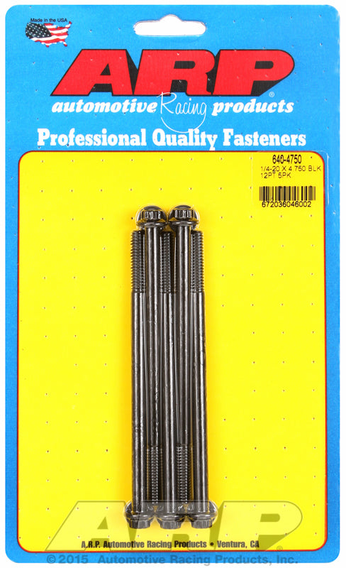 ARP 1/4-20 in Thread Chromoly Bolt - 4.75 in Long - Black Oxide - (Set of 5)