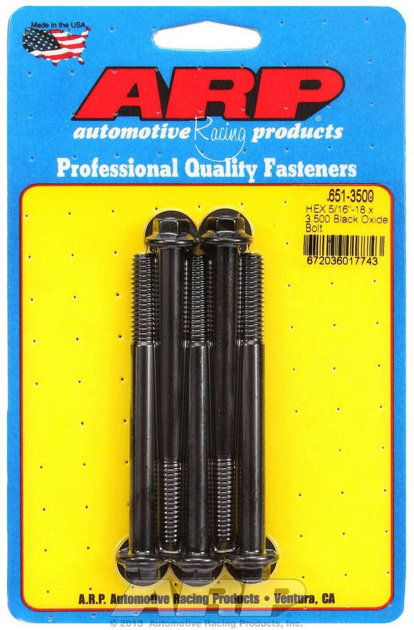ARP 5/16-18 in Thread Chromoly Bolt - 3.5 in Long - Black Oxide - (Set of 5)