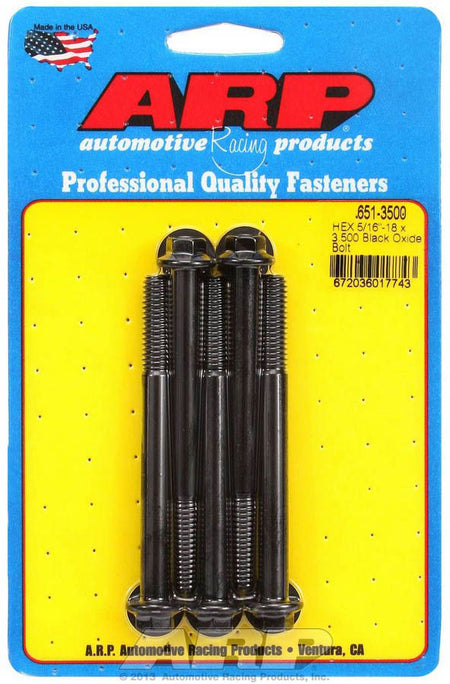 ARP 5/16-18 in Thread Chromoly Bolt - 3.5 in Long - Black Oxide - (Set of 5)