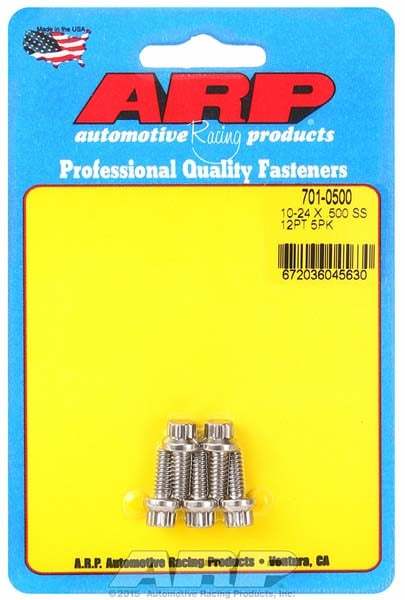 ARP 10-24 Thread Stainless Bolt - 0.5 in Long - Polished - (Set of 5)