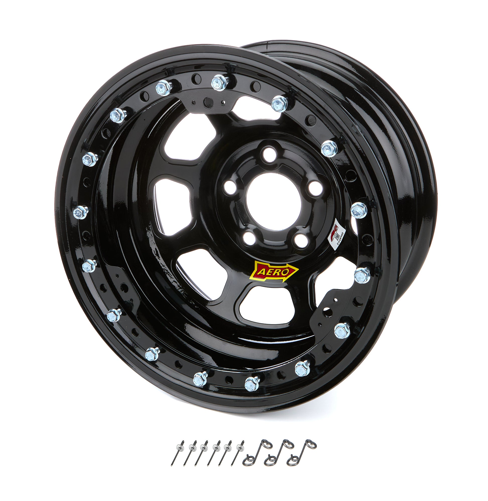AERO RACE WHEELS 53-Series Beadlock Wheel - 15 x 8 in - 1 in Backspace - 5 x 5.00 in Bolt Pattern - Black