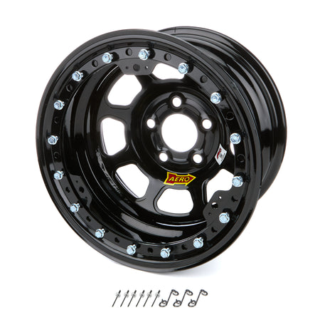 AERO RACE WHEELS 53-Series Beadlock Wheel - 15 x 8 in - 1 in Backspace - 5 x 5.00 in Bolt Pattern - Black