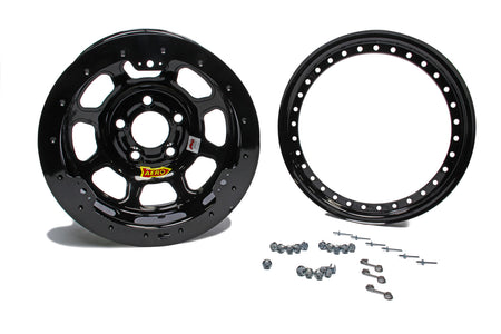 AERO RACE WHEELS 53-Series Beadlock Wheel - 15 x 8 in - 1 in Backspace - 5 x 5.00 in Bolt Pattern - Black