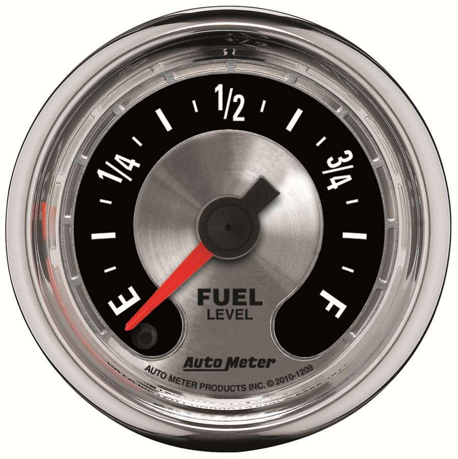 Auto Meter American Muscle Fuel Level Gauge - 2-1/16 in Diameter - Full Sweep - Brushed / Black Face