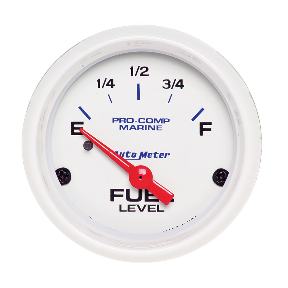 Auto Meter Air Core Marine Fuel Level Gauge - 240-33 ohm - Short Sweep - 2-1/16 in Diameter - White Face