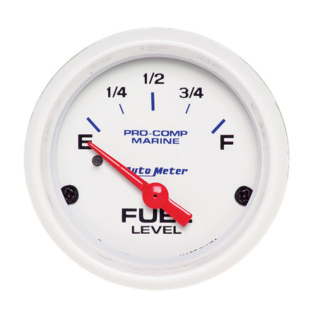 Auto Meter Air Core Marine Fuel Level Gauge - 240-33 ohm - Short Sweep - 2-1/16 in Diameter - White Face