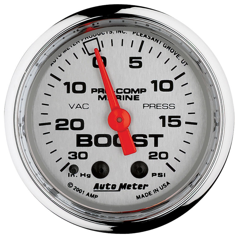Auto Meter Pro-Comp Marine Boost / Vacuum Gauge - 30 in HG-20 psi - 2-1/16 in - White Face