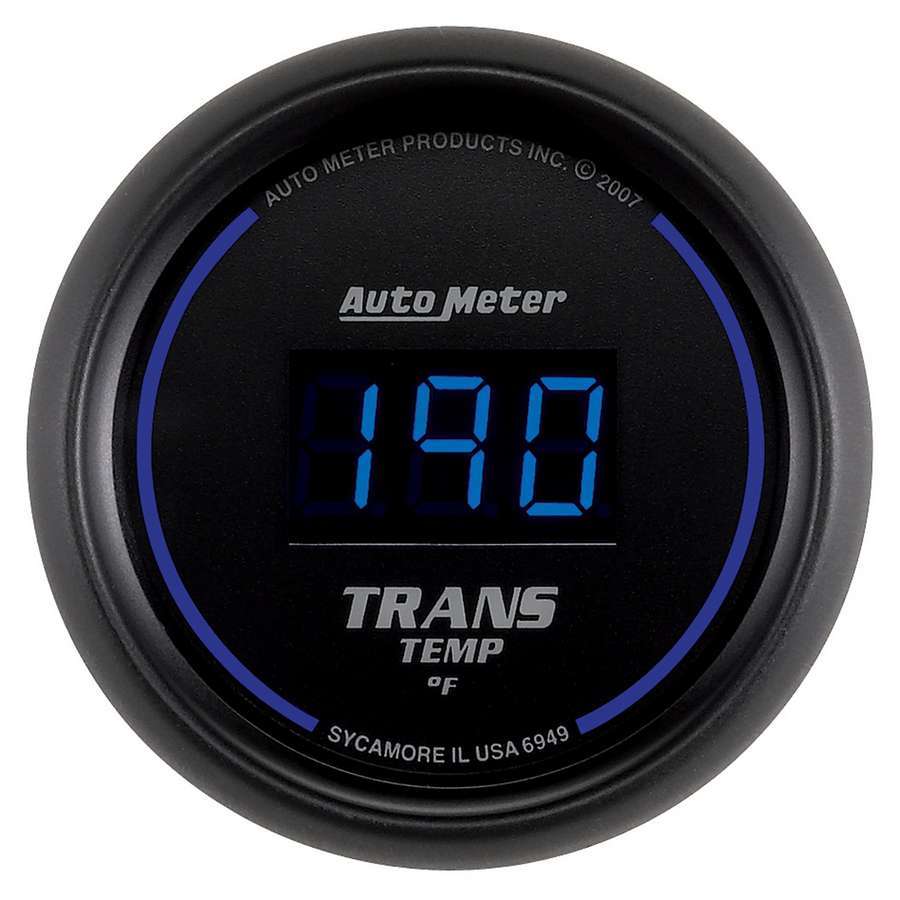 Auto Meter Cobalt Digital Transmission Temperature Gauge - 0-340 Degree F - Blue LED - 2-1/16 in Diameter - Black Face