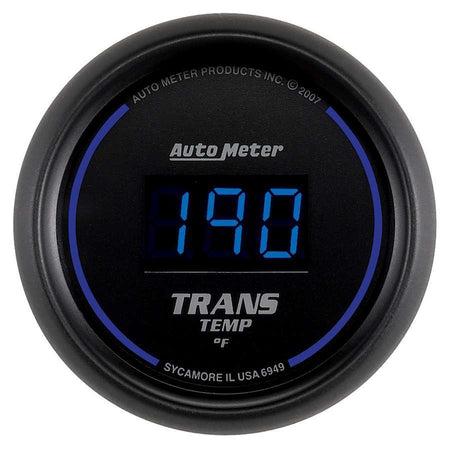 Auto Meter Cobalt Digital Transmission Temperature Gauge - 0-340 Degree F - Blue LED - 2-1/16 in Diameter - Black Face