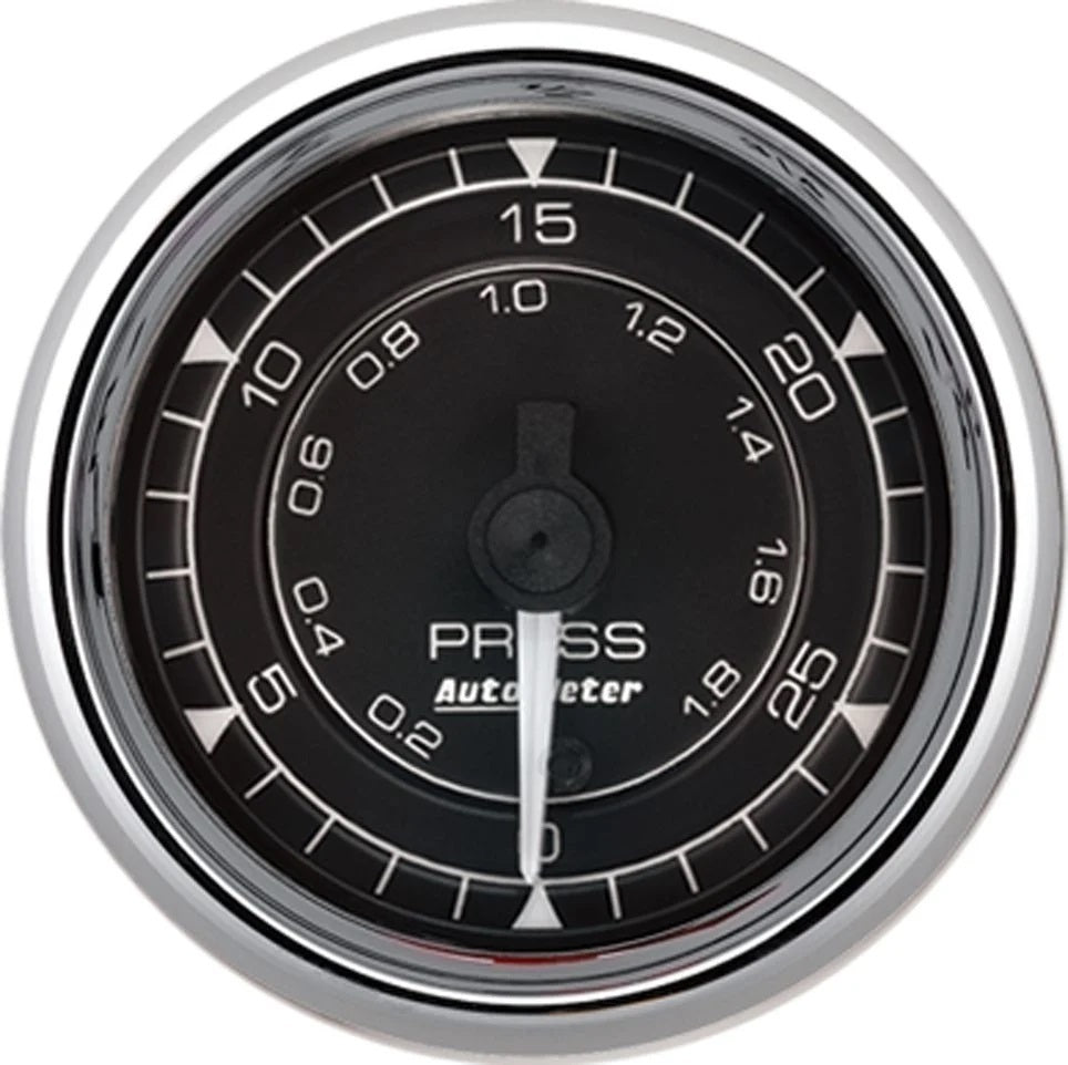 Auto Meter Chrono Series Fuel Pressure Gauge - 0-30 psi - 2-1/16 in Diameter - Black Face