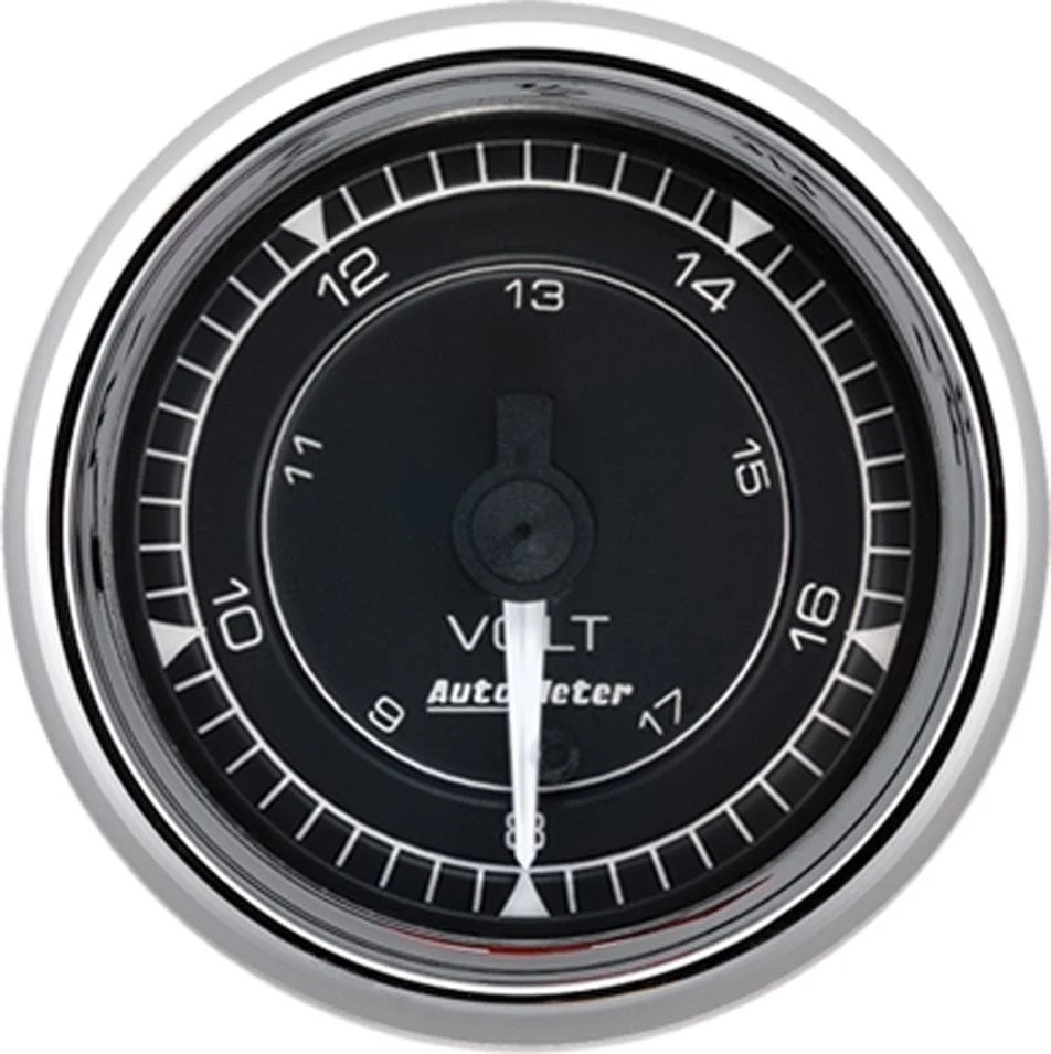Auto Meter Chrono Series Voltmeter - 8-18V - Full Sweep - 2-1/16 in Diameter - Black Face