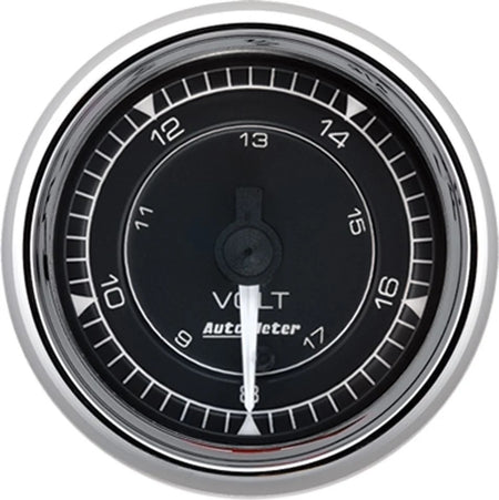 Auto Meter Chrono Series Voltmeter - 8-18V - Full Sweep - 2-1/16 in Diameter - Black Face