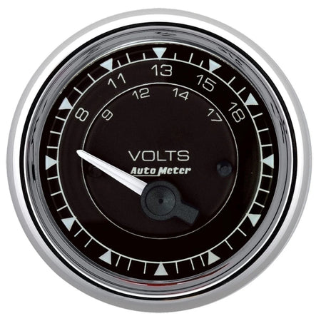 Auto Meter Chrono Series Voltmeter - 8-18V - Short Sweep - 2-1/16 in Diameter - Black Face