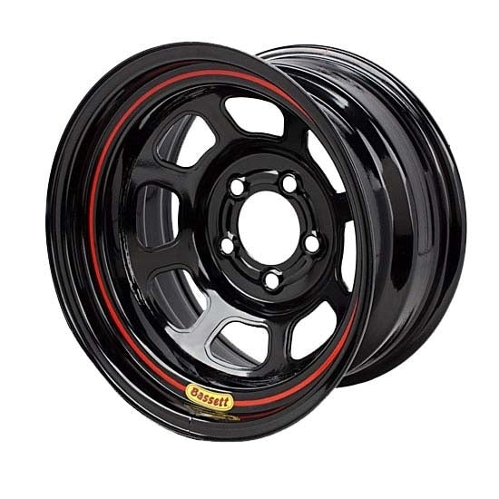 Bassett D-Hole Lightweight Wheel - 15 x 7 in - 3.500 in Backspace - 4 x 100 mm Bolt Pattern - Black
