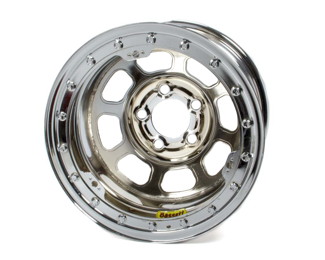 Bassett D-Hole Lightweight Beadlock Wheel - 15 x 8.75 in - 2.000 in Backspace - 5 x 5.00 in Bolt Pattern - Chrome