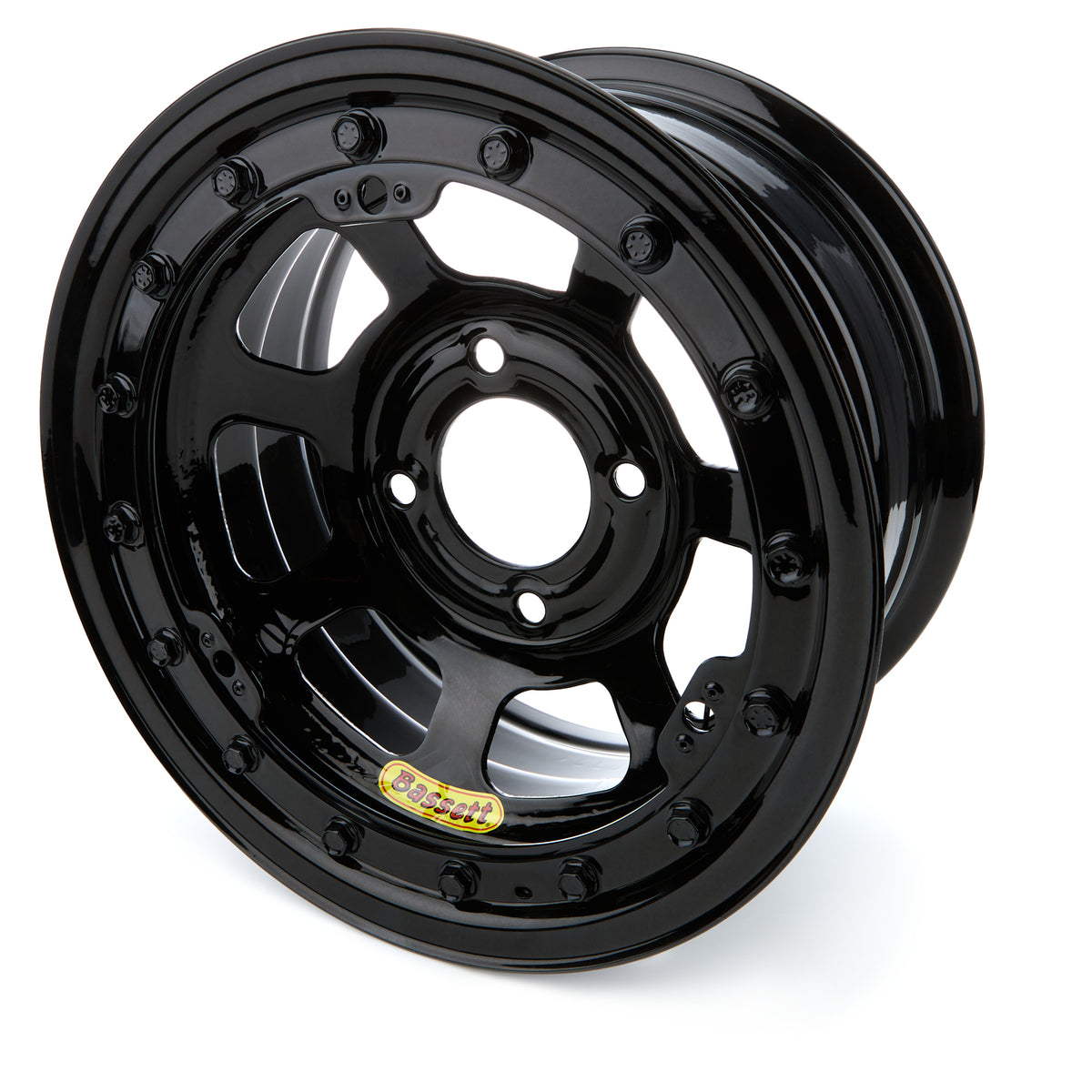 Bassett Beadlock D-Hole Wheel - 13 x 7 in - 4 in Backspace - 4 x 4.5 in Bolt Pattern - Black