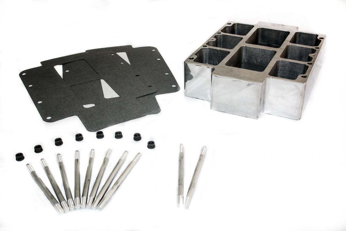 The Blower Shop Supercharger Spacer - 4 in Tall - Polished - 6-71 to 14-71 Supercharger