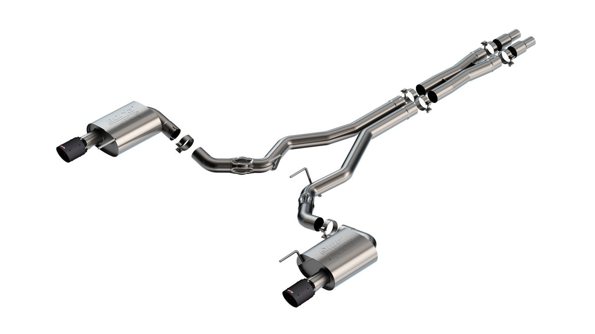 Borla ATAK Cat-Back Stainless Exhaust System - 3 in Diameter - 4 in Carbon Fiber Tips - Ford Coyote - Ford Mustang 2024