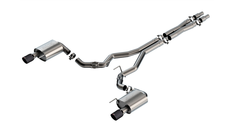 Borla ATAK Cat-Back Stainless Exhaust System - 3 in Diameter - 4 in Carbon Fiber Tips - Ford Coyote - Ford Mustang 2024