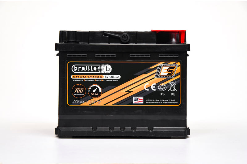 Braille Battery Endurance AGM Battery - 12V - 700 Cold Cranking Amps - Top Terminals - 9.56 in L x 7.5 in H x 6.88 in W