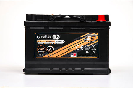 Braille Battery Endurance AGM Battery - 12V - 880 Cold Cranking Amps - Top Terminals - 11 in L x 7.5 in H x 6.88 in W