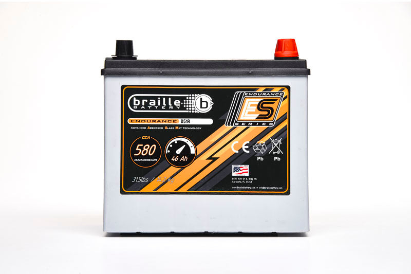 Braille Battery Endurance AGM Battery - 12V - 580 Cold Cranking Amps - Top Terminals - 9.31 in L x 8.63 in H x 5 in W