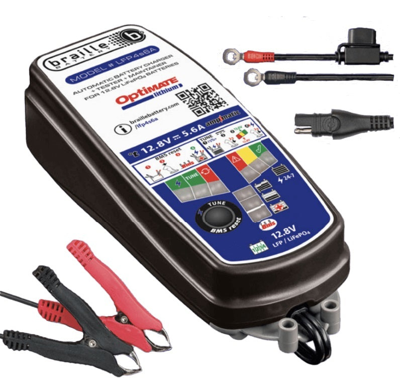 Braille Optimate Lithium-ion Battery Charger - 12.8-13.2V - 6 amp