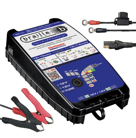 Braille Optimate Lithium-ion Battery Charger - 12.8-16V - 7.5-9.5 amp