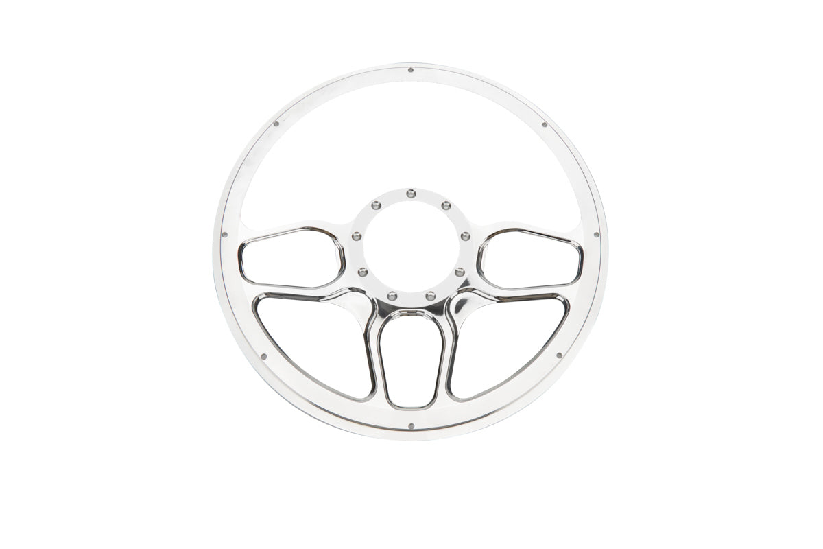 Billet Specialties Win Lite Steering Wheel - 14 in Diameter - 2 in Dish - Milled Finger Notches - Polished