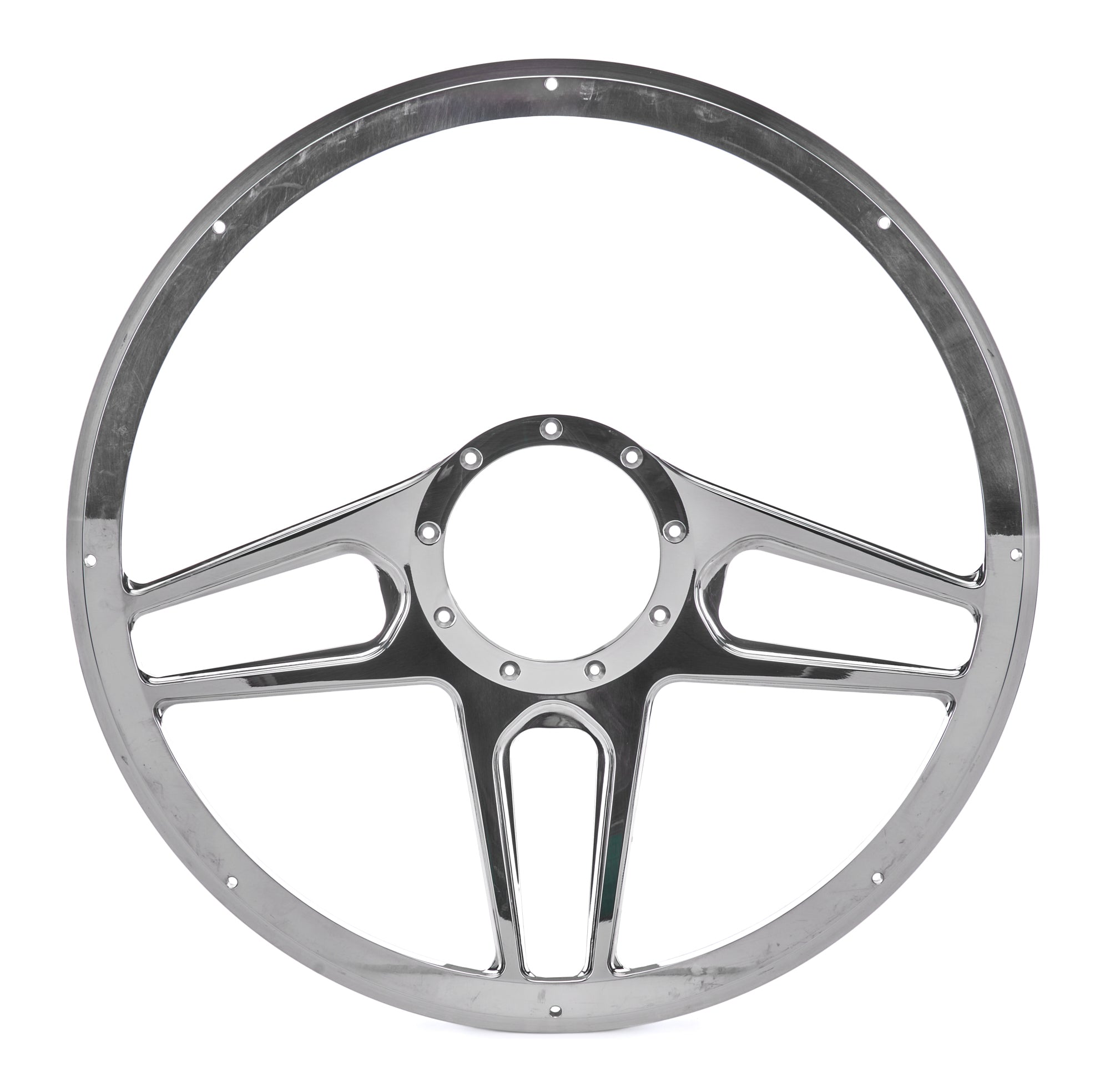 Billet Specialties Tec 5 Steering Wheel - 15.5 in Diameter - 2 in Dish - 6 Spoke - Milled Finger Notches - Black / Machined