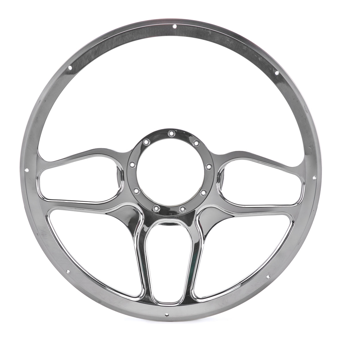 Billet Specialties Win Lite Steering Wheel - 15.5 in Diameter - 2 in Dish - 6 Spoke - Milled Finger Notches - Black / Machined