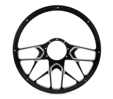 Billet Specialties Redline Steering Wheel - 15.5 in Diameter - 2 in Dish - 10 Spoke - Milled Finger Notches - Black / Machined