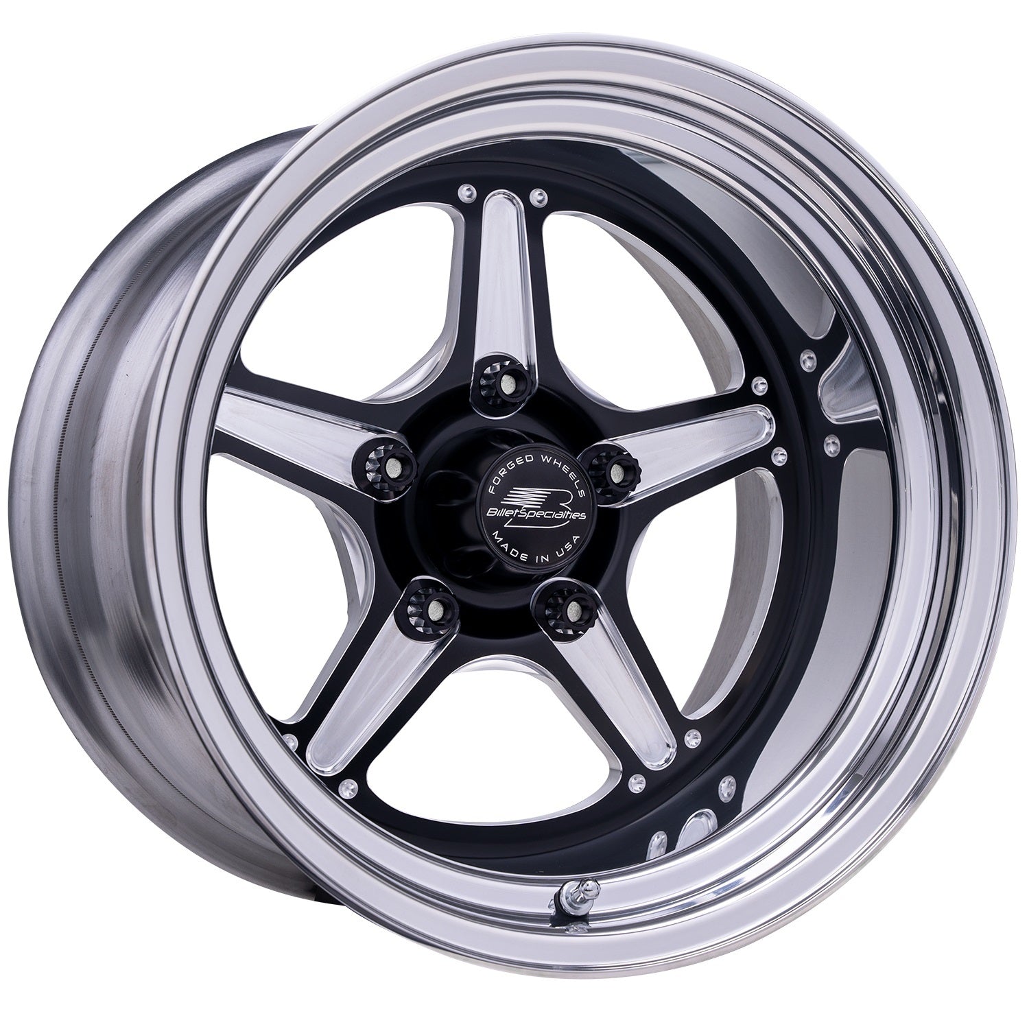 Billet Specialties Street Lite Aluminum Wheel - 15 x 10 in - 3.5 in Backspace - 5 x 4.75 in Bolt Pattern - Black / Machined Center