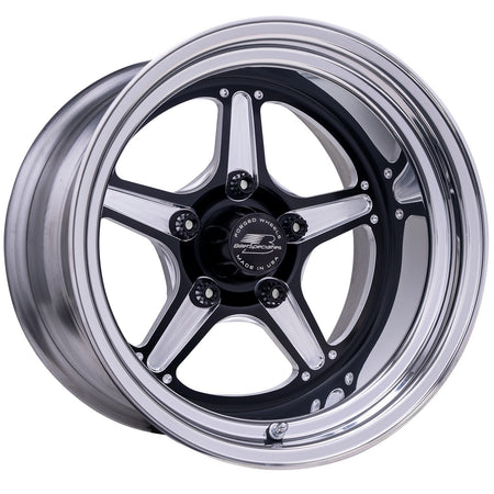 Billet Specialties Street Lite Aluminum Wheel - 15 x 10 in - 5.5 in Backspace - 5 x 4.75 in Bolt Pattern - Black / Machined Center