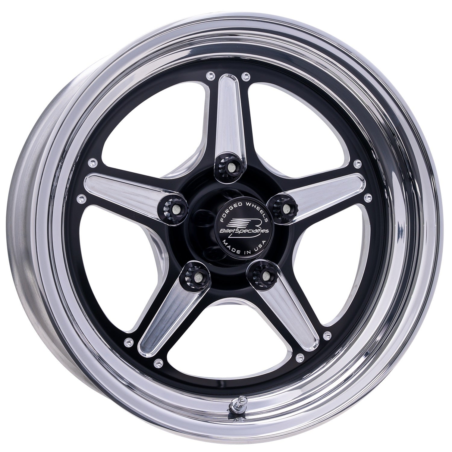 Billet Specialties Street Lite Aluminum Wheel - 15 x 3.5 in - 1.75 in Backspace - 5 x 4.75 in Bolt Pattern - Black / Machined Center