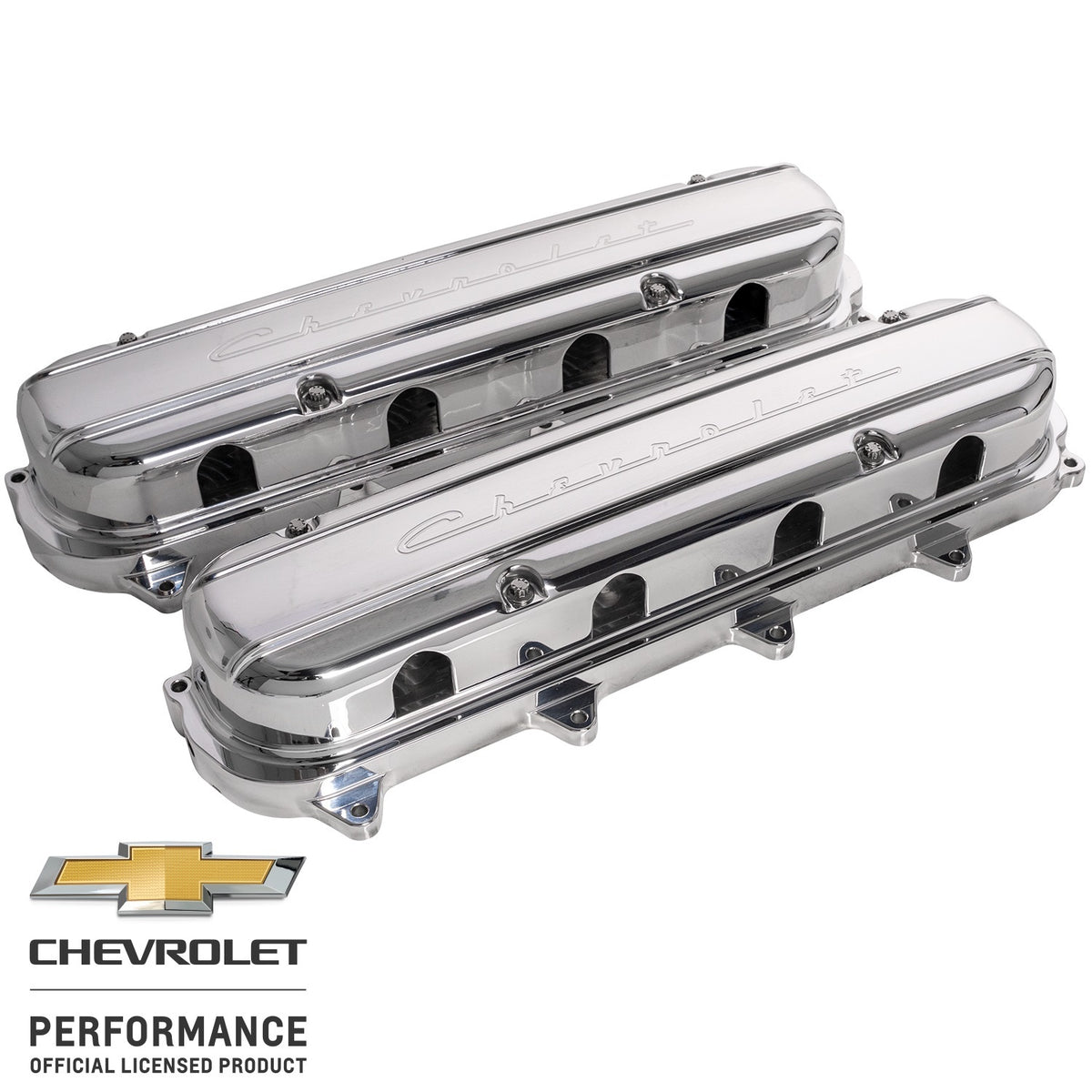 Billet Specialties Chevrolet Script Logo Aluminum Valve Cover - Hidden Coils / Filler Cap - Polished - GM GenV LT-Series (Pair)