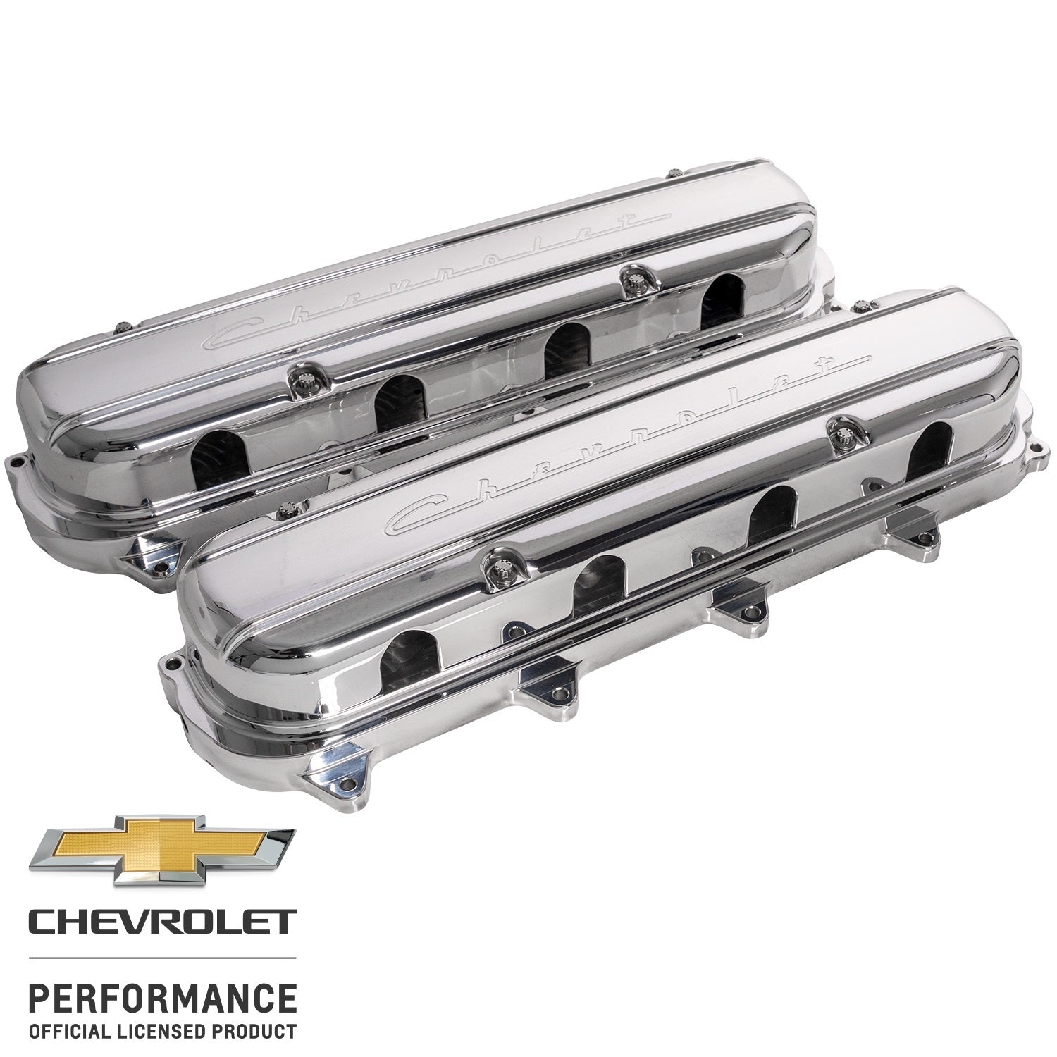 Billet Specialties Chevrolet Script Logo Aluminum Valve Cover - Hidden Coils / Filler Cap - Polished - GM GenV LT-Series (Pair)