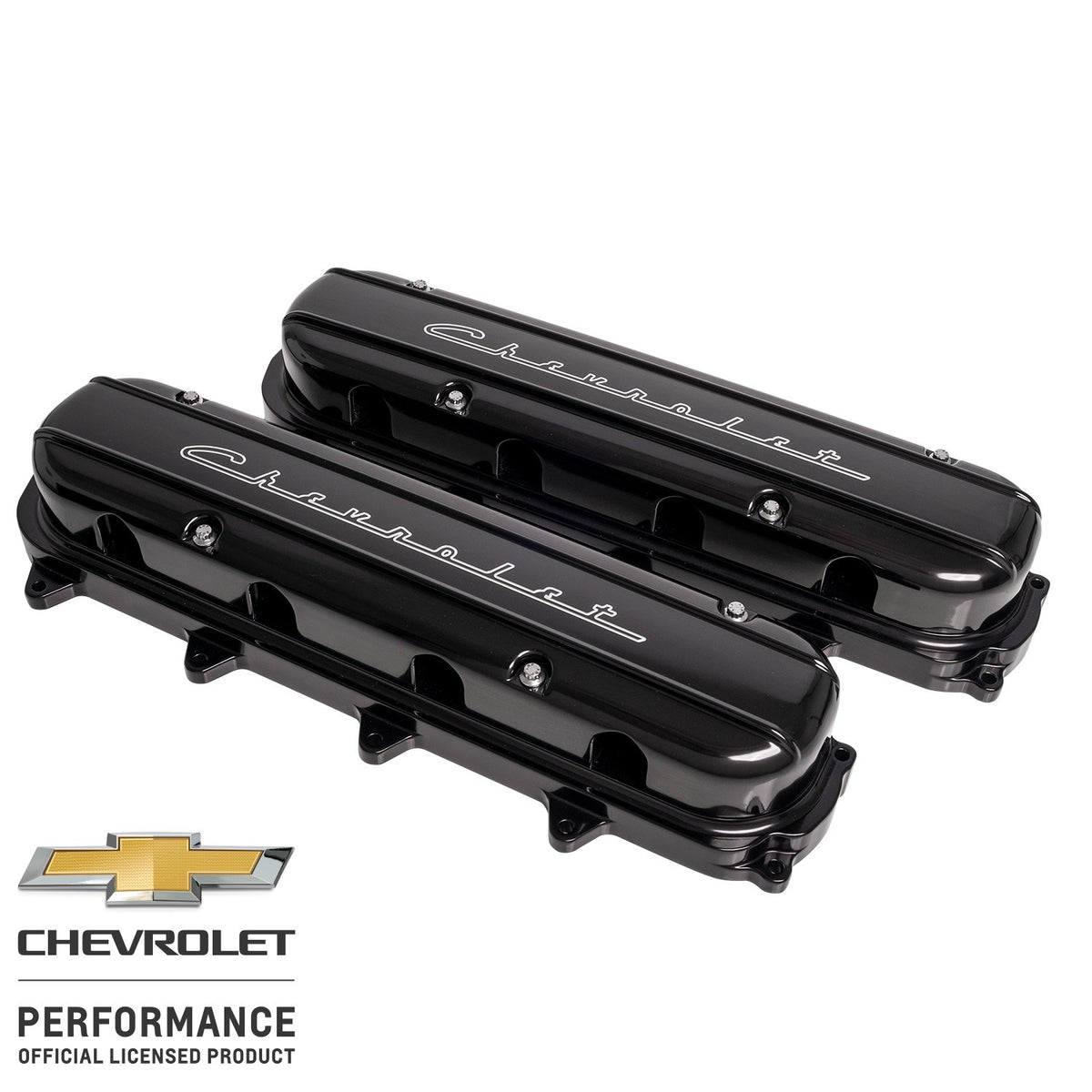 Billet Specialties Chevrolet Script Logo Aluminum Valve Cover - Hidden Coils / Filler Cap - Black - GM GenV LT-Series (Pair)