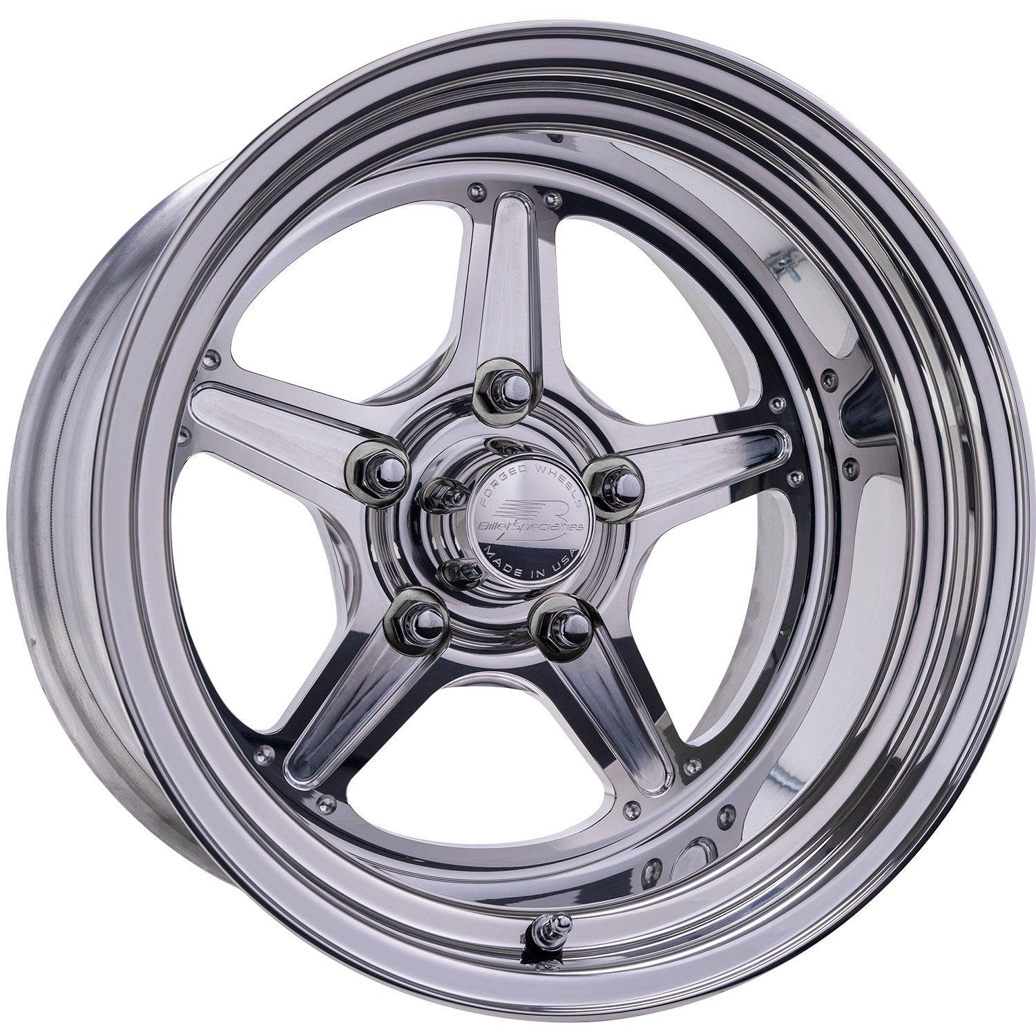 Billet Specialties Street Lite Aluminum Wheel - 15 x 10 in - 5.5 in Backspace - 5 x 4.75 in Bolt Pattern - Polished / Machined Center