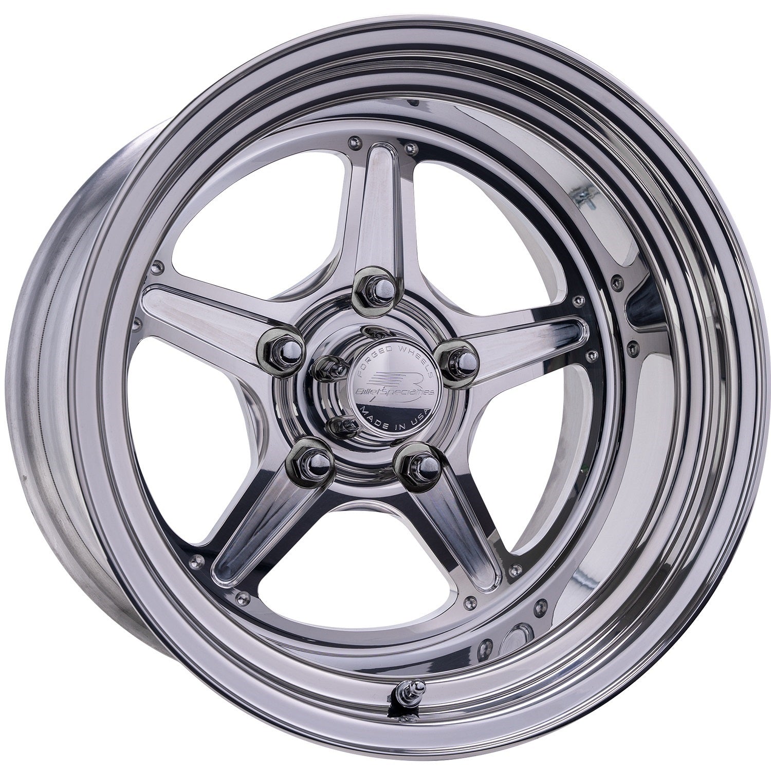 Billet Specialties Street Lite Aluminum Wheel - 15 x 12 in - 5.5 in Backspace - 5 x 4.75 in Bolt Pattern - Polished / Machined Center