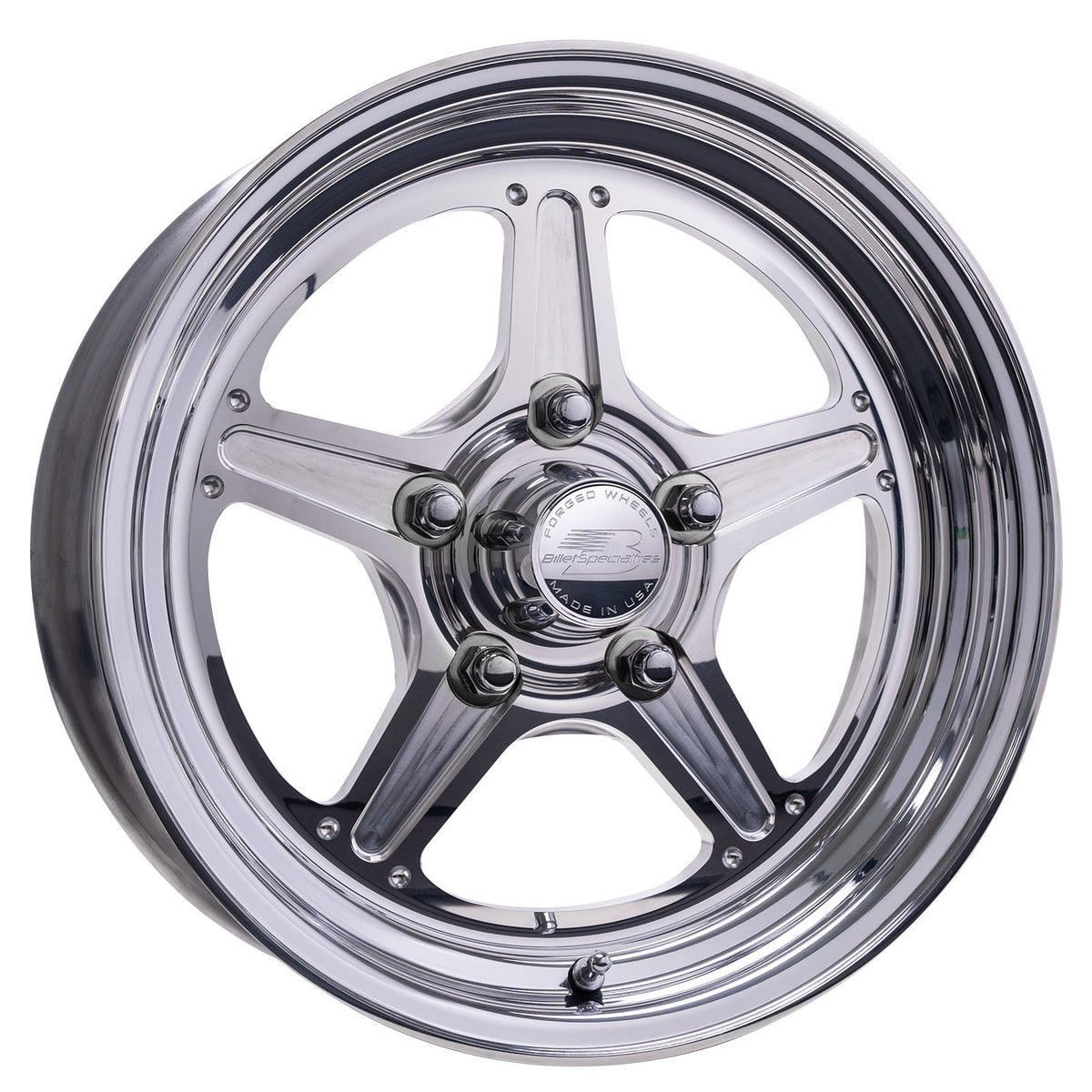 Billet Specialties Street Lite Aluminum Wheel - 15 x 7 in - 4.5 in Backspace - 5 x 4.75 in Bolt Pattern - Polished / Machined Center