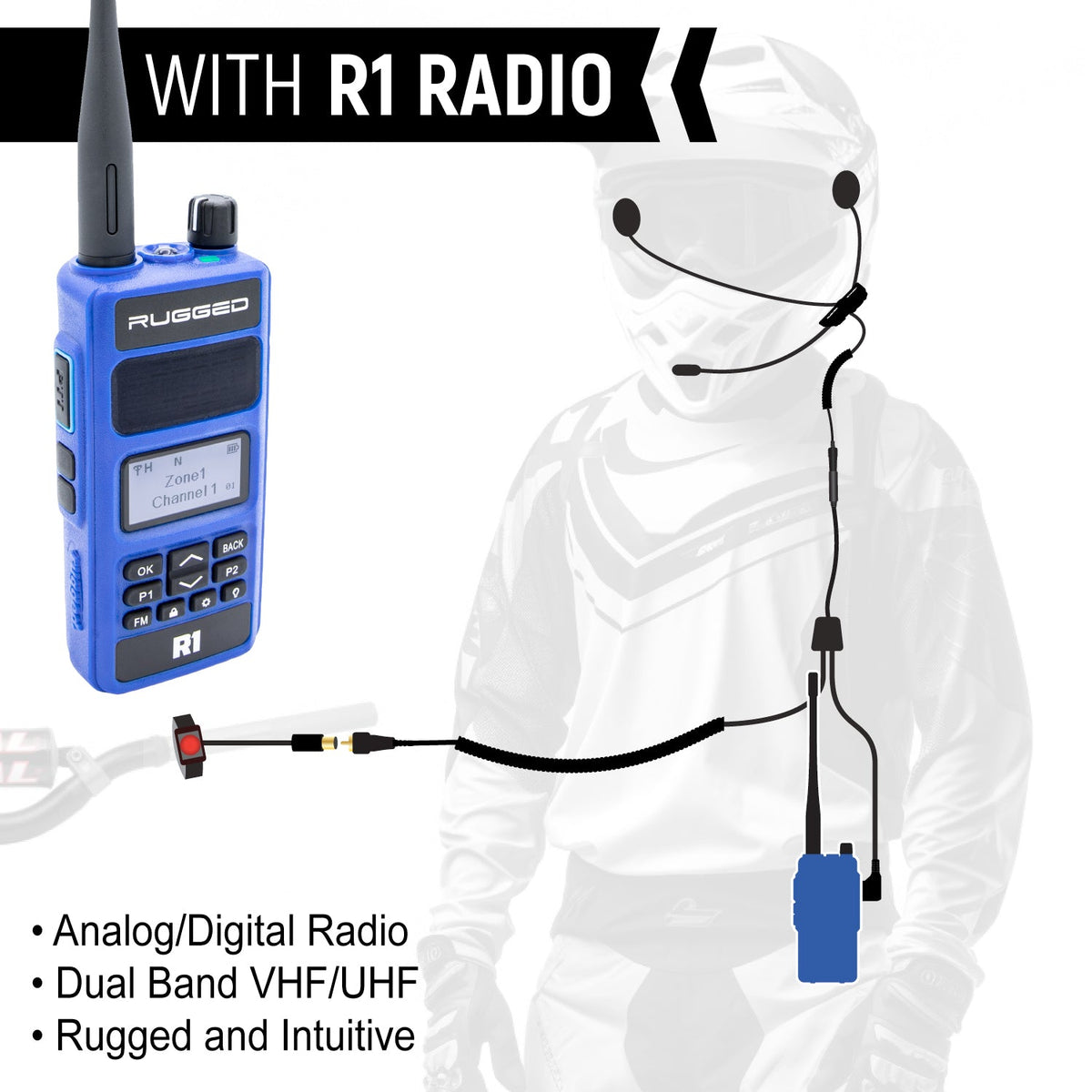 Rugged Radios CONNECT BT2 Bluetooth Moto Kit /w Radio - R1 BT2-KIT-R1