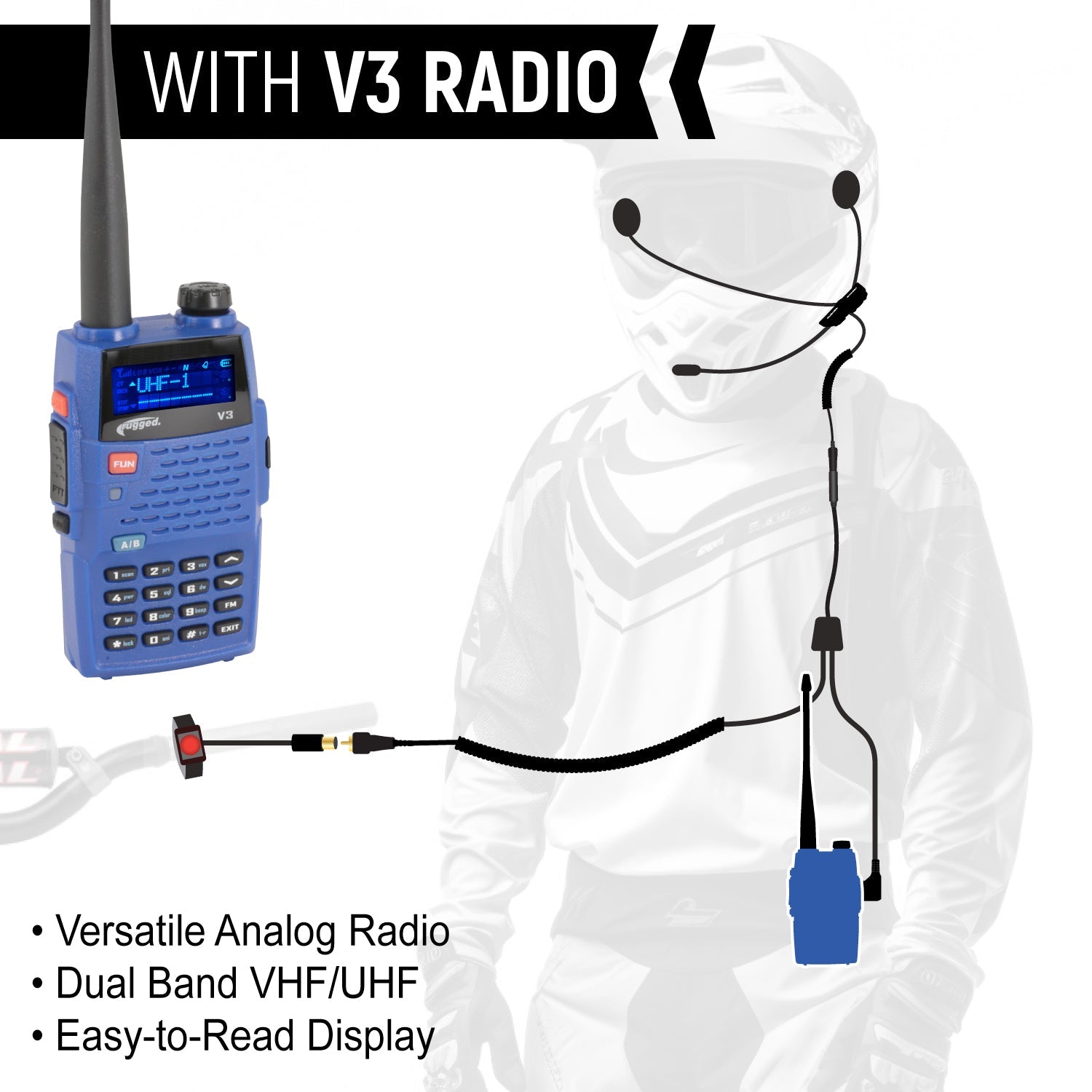 Rugged Radios CONNECT BT2 Bluetooth Moto Kit /w Radio - V3 BT2-KIT-V3