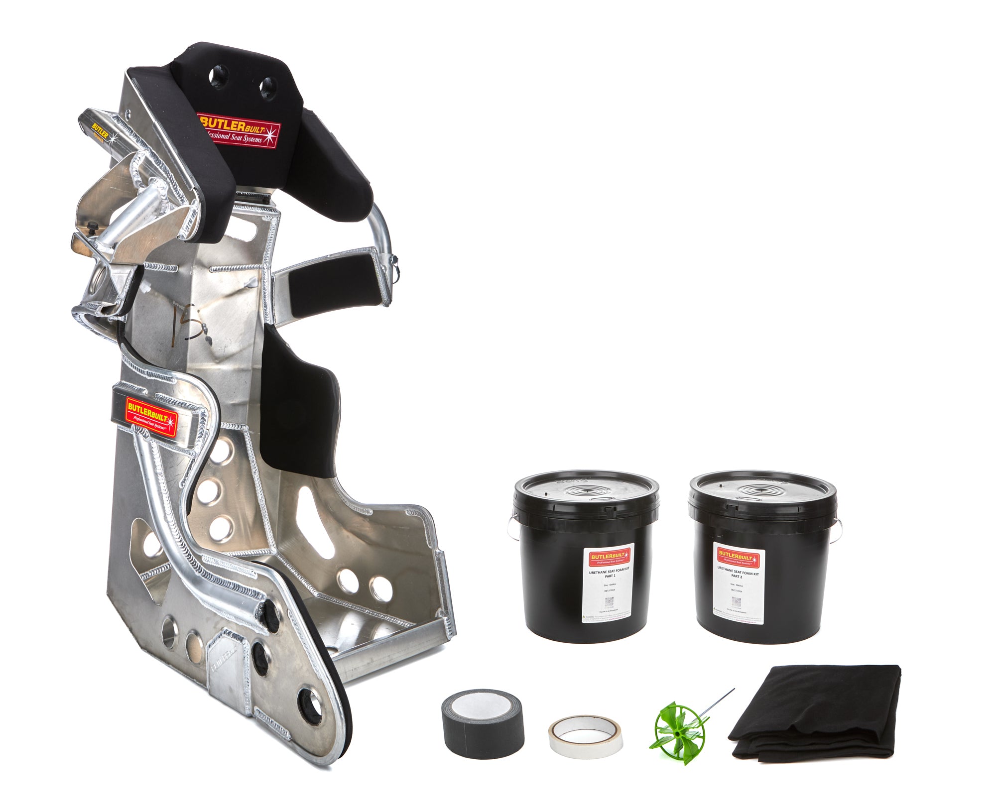 ButlerBuilt ProLite Slide Job Advantage Aluminum Seat Kit - 15 in Wide - 10 Degree Layback - Molded Urethane Cover
