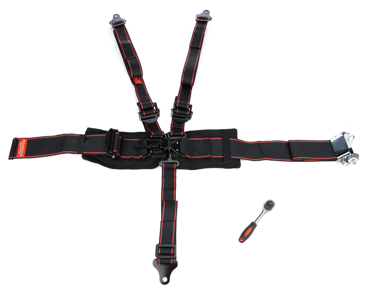 ButlerBuilt Elite 5 Point Latch & Link Harness - SFI 16.1 - Pull Up / Ratchet Adjust - Bolt-In - Black