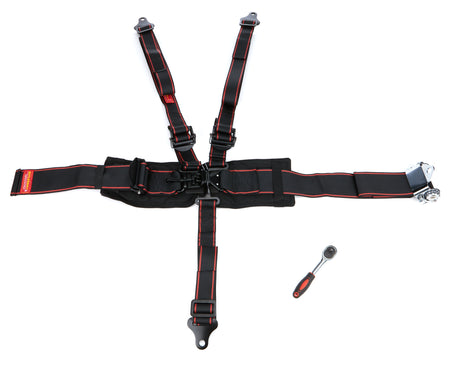ButlerBuilt Elite 5 Point Latch & Link Harness - SFI 16.1 - Pull Up / Ratchet Adjust - Bolt-In - Black